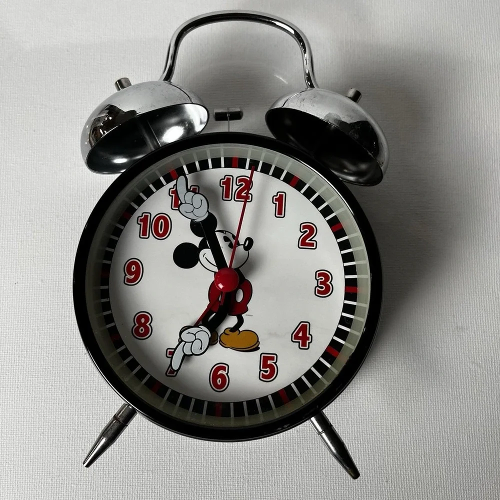 Vintage Disney Mickey Mouse Twin‎ Bell Alarm Clock Analog Retro Tested Working